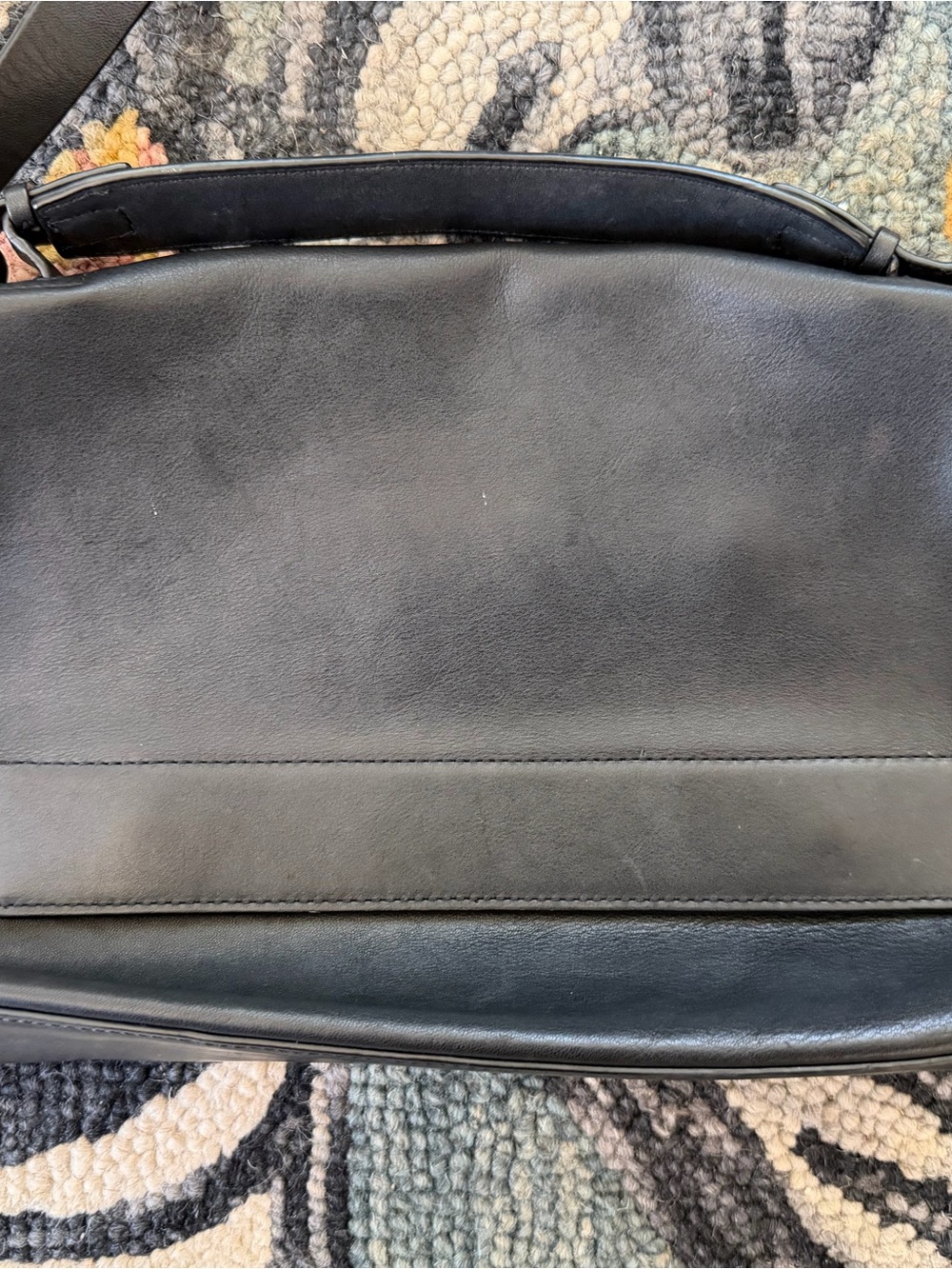 All Saints Black Leather Messenger Bag